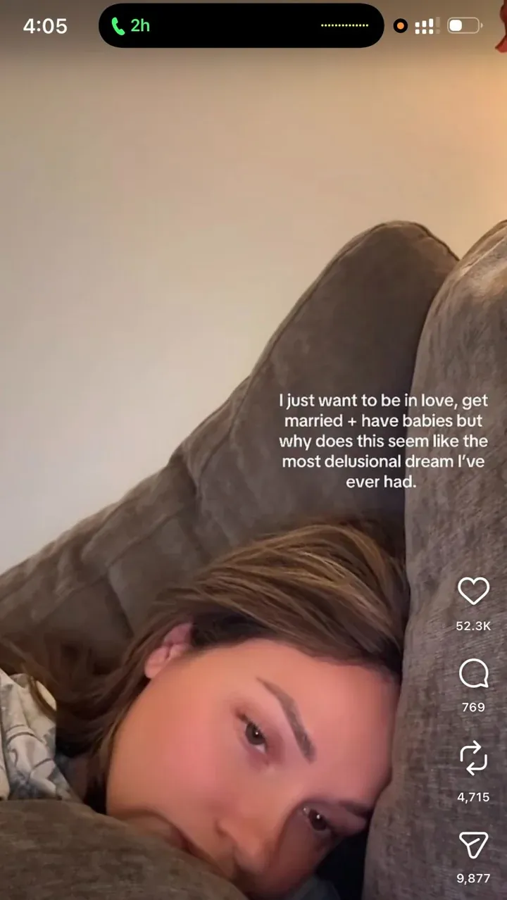 Instagram reel about wanting love, marriage and a family
